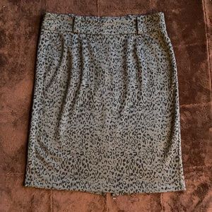 Grey & Black Leopard Print Pencil Skirt